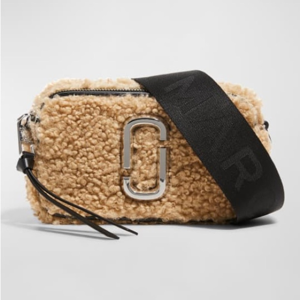 Marc Jacobs Tan Shearling Bag with Black Strap